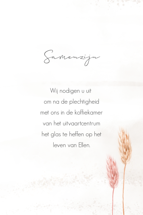 Koffietafelkaartje met pampas grassen