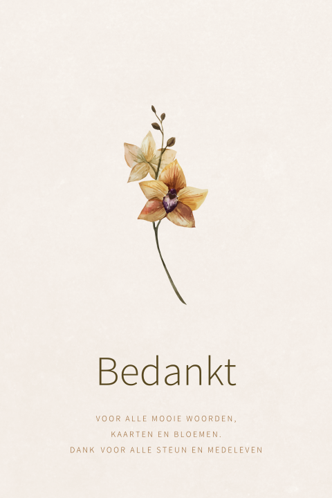 Bedankkaart overlijden met orchidee