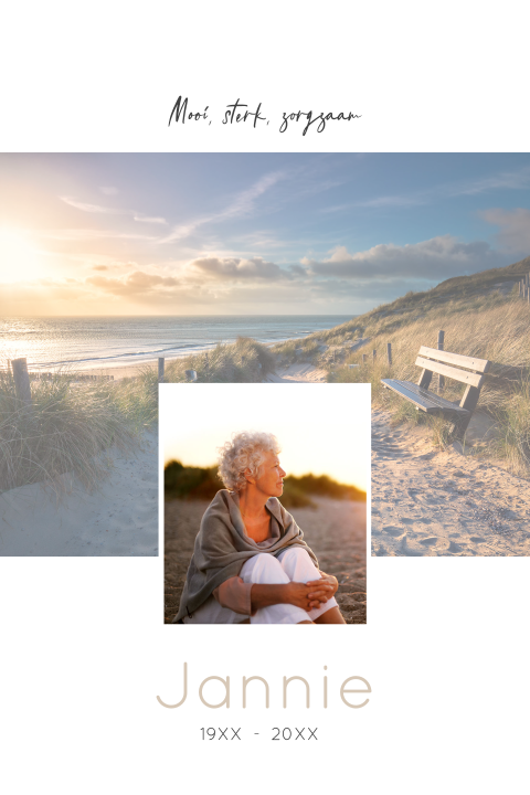 Gedachteniskaart met eigen foto en sfeerfoto van zeezicht