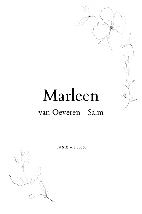Rouwkaart schets bladeren bloemen