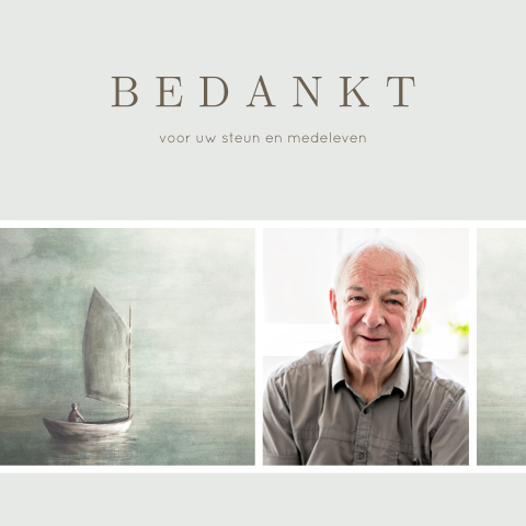 Bedankkaart overlijden met foto en bootje