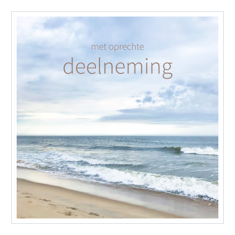 Oprechte deelneming kaart met foto van zee en strand