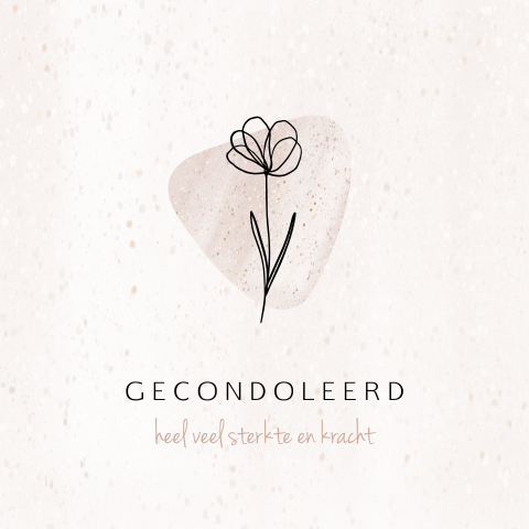 Rustige condoleance kaart met bloem in outline