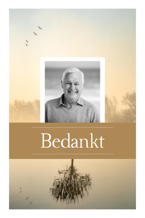 Bedankkaart met eigen foto en spiegeling in het water
