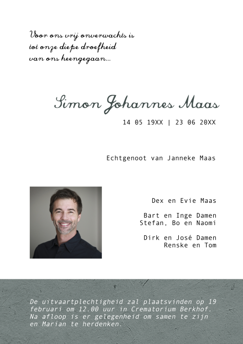Stoere rouwbrief