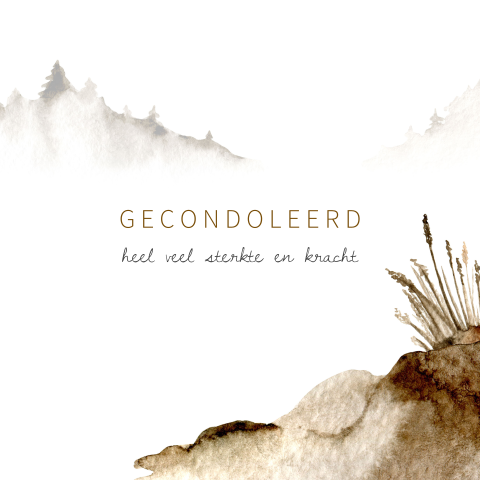 Rustige condoleancekaart met aquarel landschap