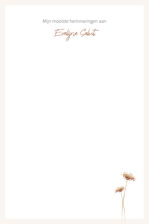 Invulkaartje voor herinnering met droogbloemen