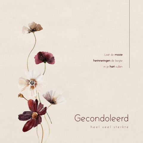 Stijlvolle sterkte kaart met aquarel veldbloemen en linnen achtergrond