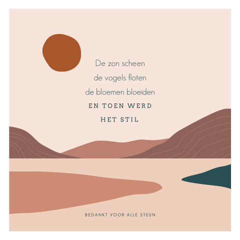 Dankbetuiging landschap met abstracte heuvels