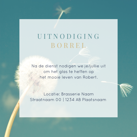 Uitnodiging voor borrel of koffietafel met paardenbloem