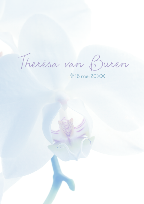 Moderne rouwbrief met orchidee