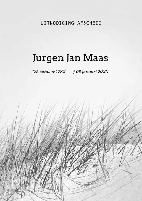 Modern klassieke rouwbrief met duinen