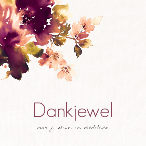 Bedankkaart met een paarse roze bloesemtak