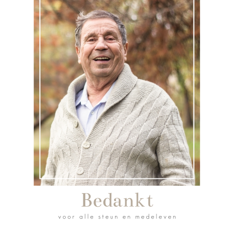 Bedankkaart met grote foto en kader