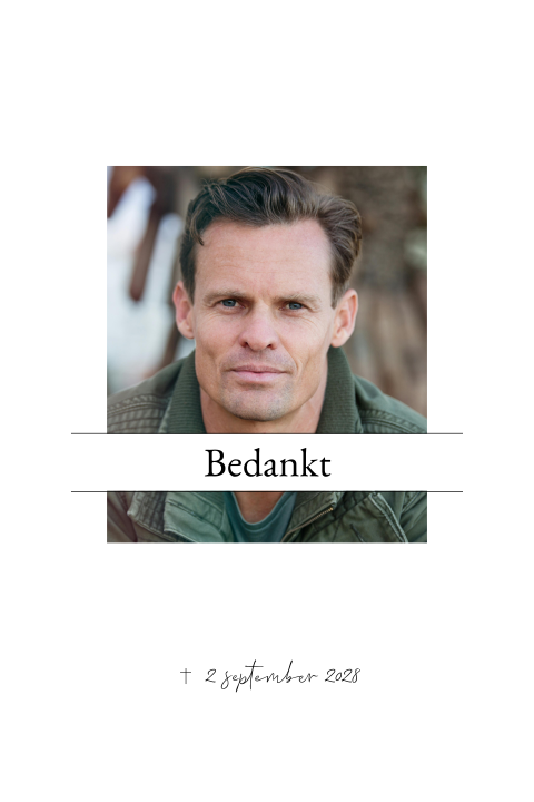 Bedankkaart overlijden modern strak foto