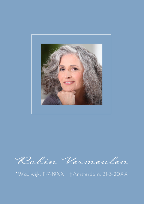 Korenblauwe rouwbrief