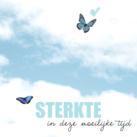 Condoleancekaart met wolkendek en hartjes