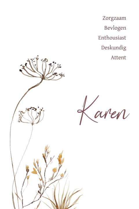 Herinneringskaartje met veldbloemen aquarel
