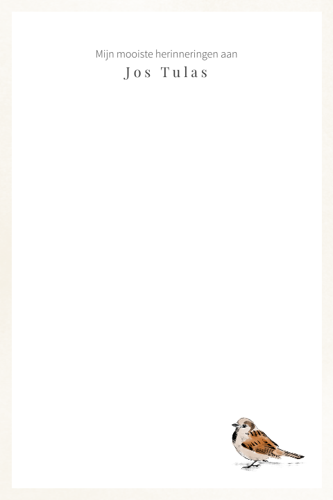 Invulkaartje voor herinnering met getekende mus