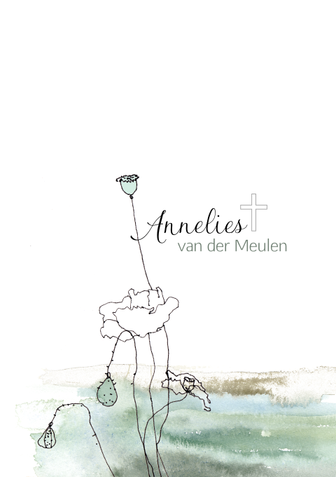 Rouwbrief met veldbloemen tekening