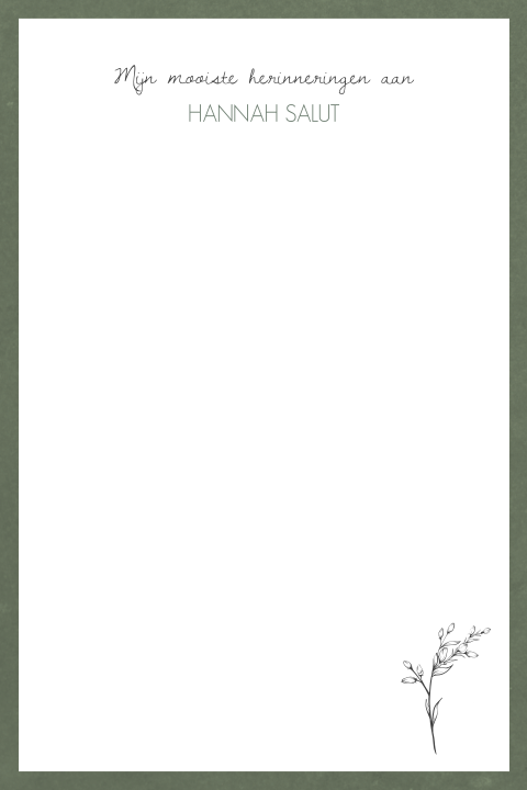 Invulkaartje voor herinnering met bloemtakje