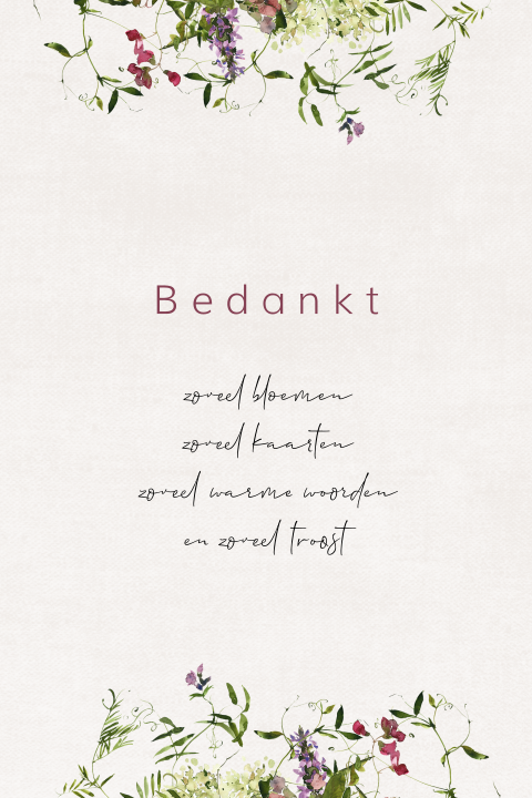Bedankkaart met aquarel veldbloemen op linnen