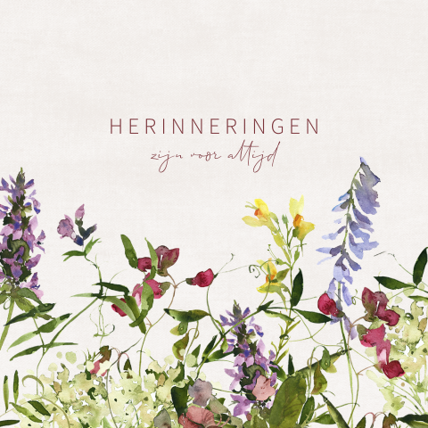 Condoleancekaart met geschilderde aquarel veldbloemen