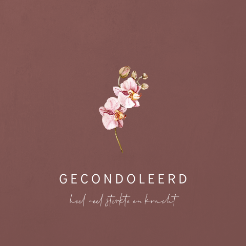 Condoleance kaart met orchidee in aquarel