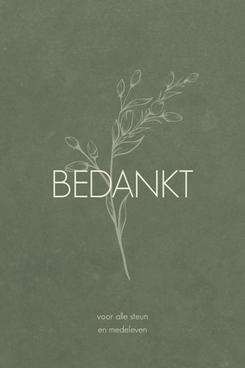 Rouw bedankkaart met outline bloemtakje