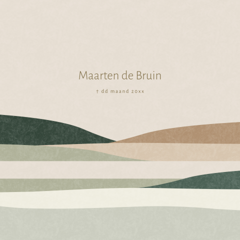 Rouwkaart met abstracte bergen zand bruin groen