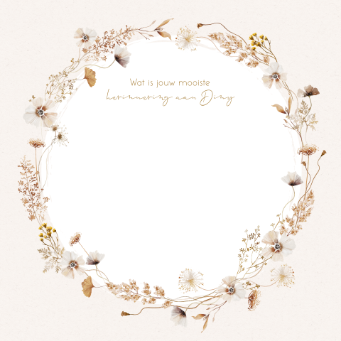Invulkaartje voor herinnering met veldbloemen krans