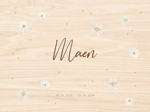 Memorybox hout baby kind madeliefjes