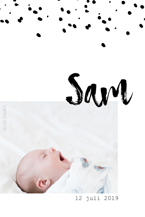 Rustig maar stoer geboortekaartje met foto