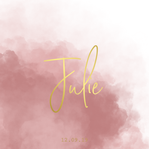 Lief geboortekaartje voor een meisje met foliedruk in de kleur goud