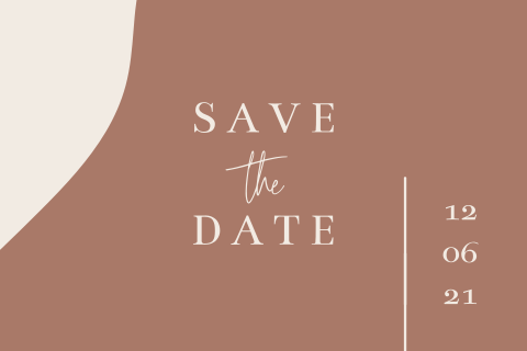 Minimalistische save the date kaart met bruine achtergrond