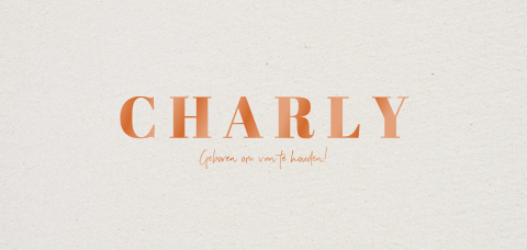 Geboortekaartje unisex en minimalistisch met koperfolie en aardetinten