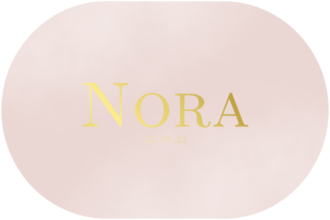 Geboortekaartje meisje ovalen vorm roze met goudfolie