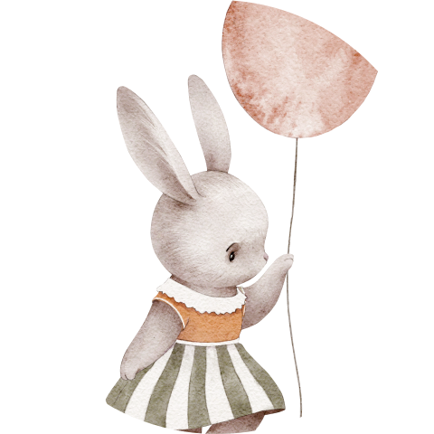 Sluitstickers rond met konijntje met ballon