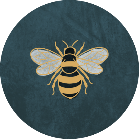 Sluitstickers met bijtjes en groen blauwe achtergrond