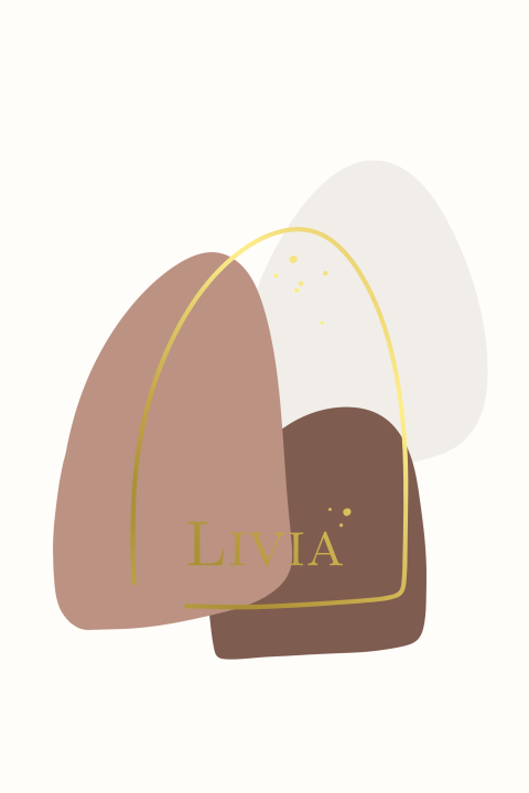 Geboortekaartje meisje abstract met warme kleuren en goudfolie