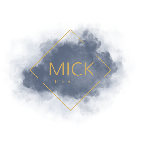 Geboortekaartje voor een jongen met blauwe wolken en goudelementen