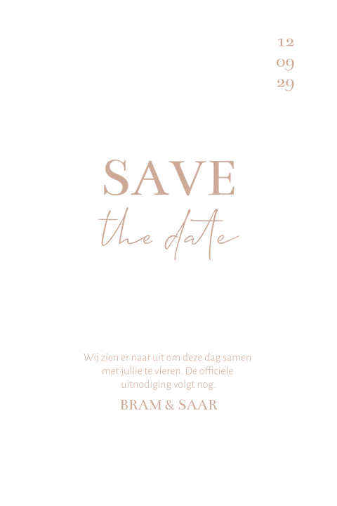 Save the date kaart minimalistisch roze en wit