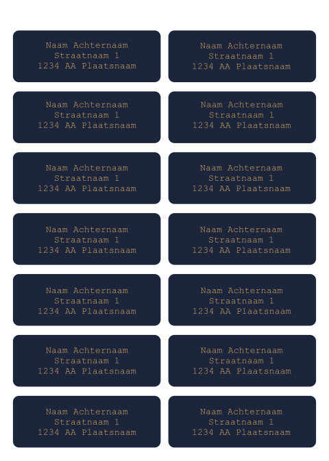 Adressticker donkerblauwe met goudfolie
