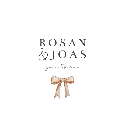 Trouwkaart met geschilderd roze strikje minimalistisch klassiek