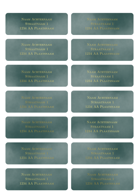 Groene adresstickers met goudfolie
