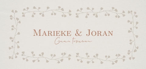 Trouwkaart klassiek kraftlook takjes panorama en roest kleur