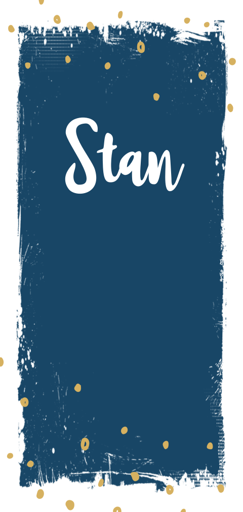 Stoer geboortekaartje voor een jongen met gouden stipjes