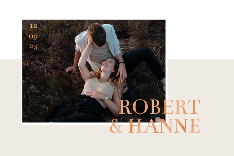 Trouwkaart met foto en foliedruk en vlakken