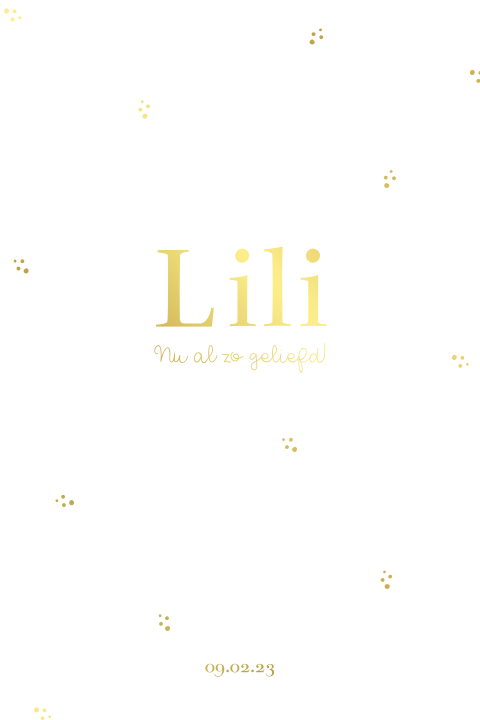 geboortekaartje dochter klassiek met stipjes in goudfolie wit