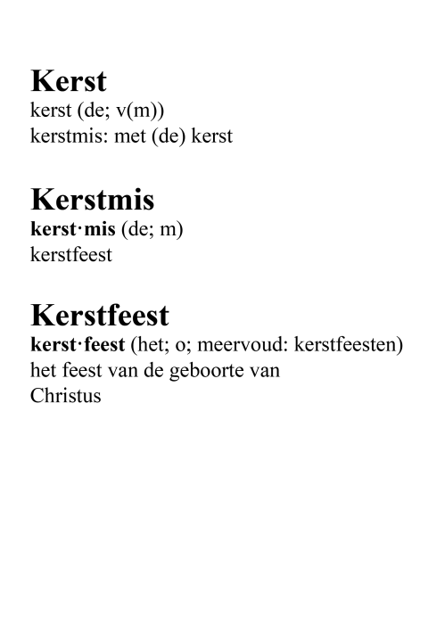 Kerstkaart met woordenboek woorden